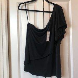 White house black market top black NWT one shoulder very flattering size large